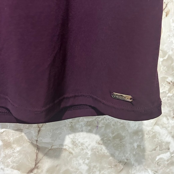 Calvin Klein Blouse Top XS Extra Small Sheer Puff Sleeve‎ V Neck Plum - Picture 3 of 11